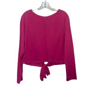 WAVY Long Sleeve Top Back Tie Womens Large Pink New WOT